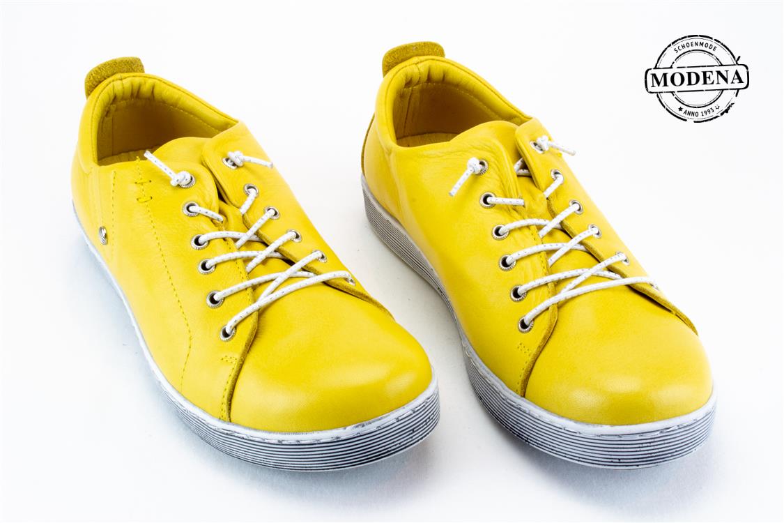 Modena schoenmode - lage basket elastiek - geel lage elastiek