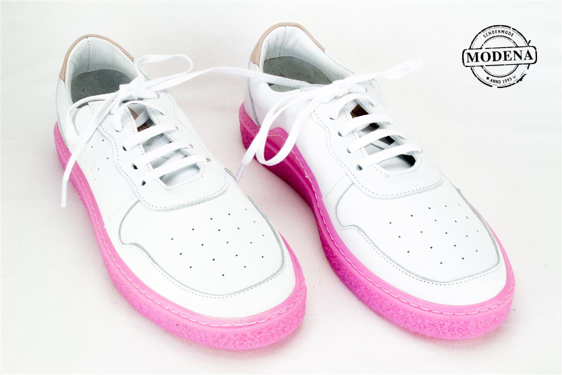Modena schoenmode - gekleurde zool - wit lage roze zool
