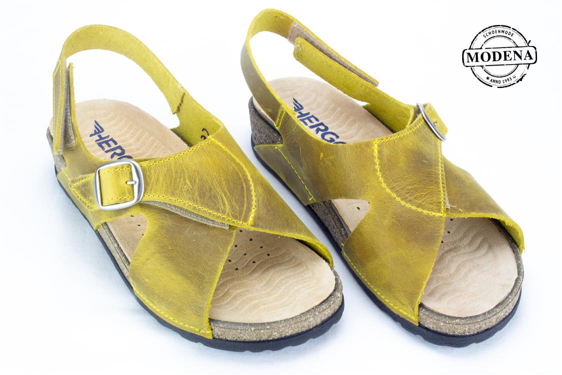 Modena schoenmode - vetleder - geel sandaal v