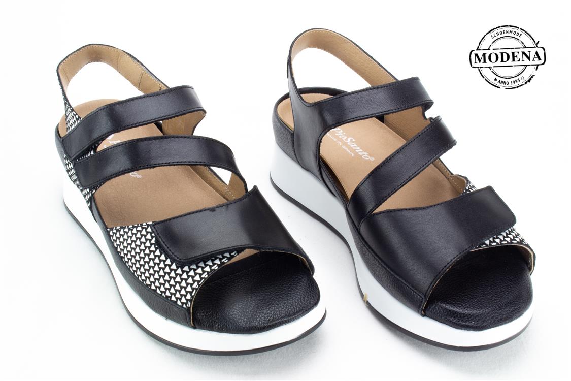 Modena schoenmode - sandaal - zw print sandaal velcros