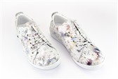 collectie damesschoenen - model WIT METALIC BLOEMEN LAGE