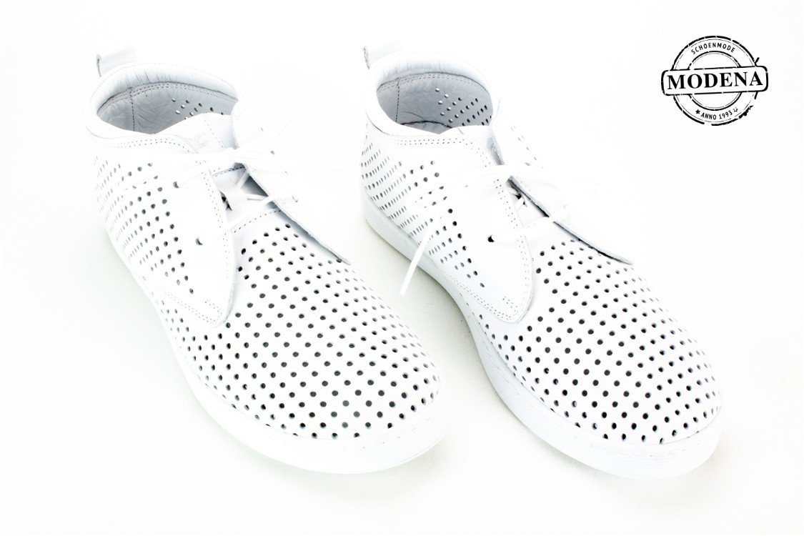 Modena schoenmode - halfhoge perforee - wit halfhoge perforee