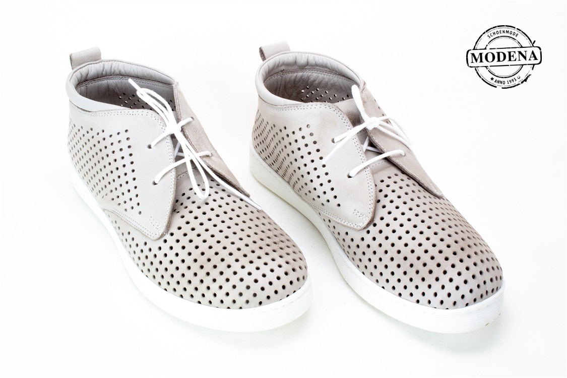 Modena schoenmode - halfhoge perforee - taupe halfhoge perforee