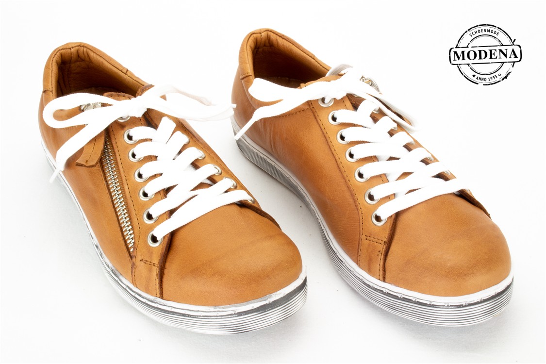 Modena schoenmode - lage zij-rits - camel lage zijrits