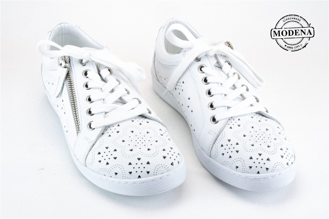 Modena schoenmode - lage zij-rits perforee - wit zijrits perforee