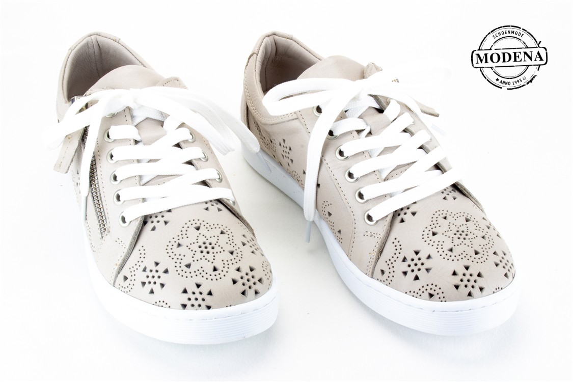 Modena schoenmode - lage zij-rits perforee - taupe lage perforee