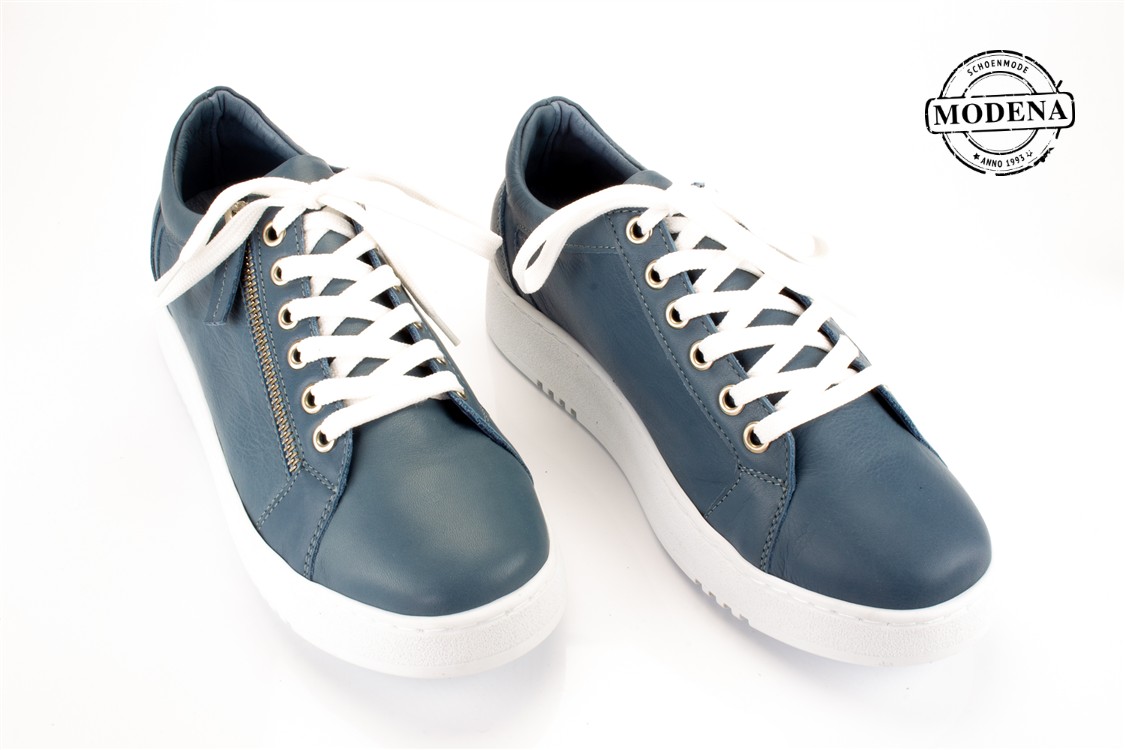 Modena schoenmode - lage sneaker zij-rits - inf blue lage sneaker zij