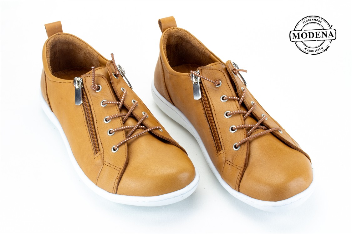 Modena schoenmode - 2 ritsen elastische v - camel lage 2 ritsen elast