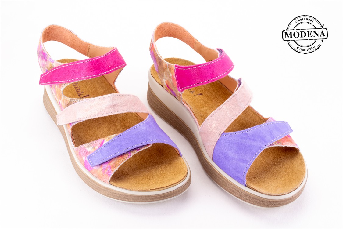 Modena schoenmode - sandaal 3 velcro - Fuxia mix sandaal