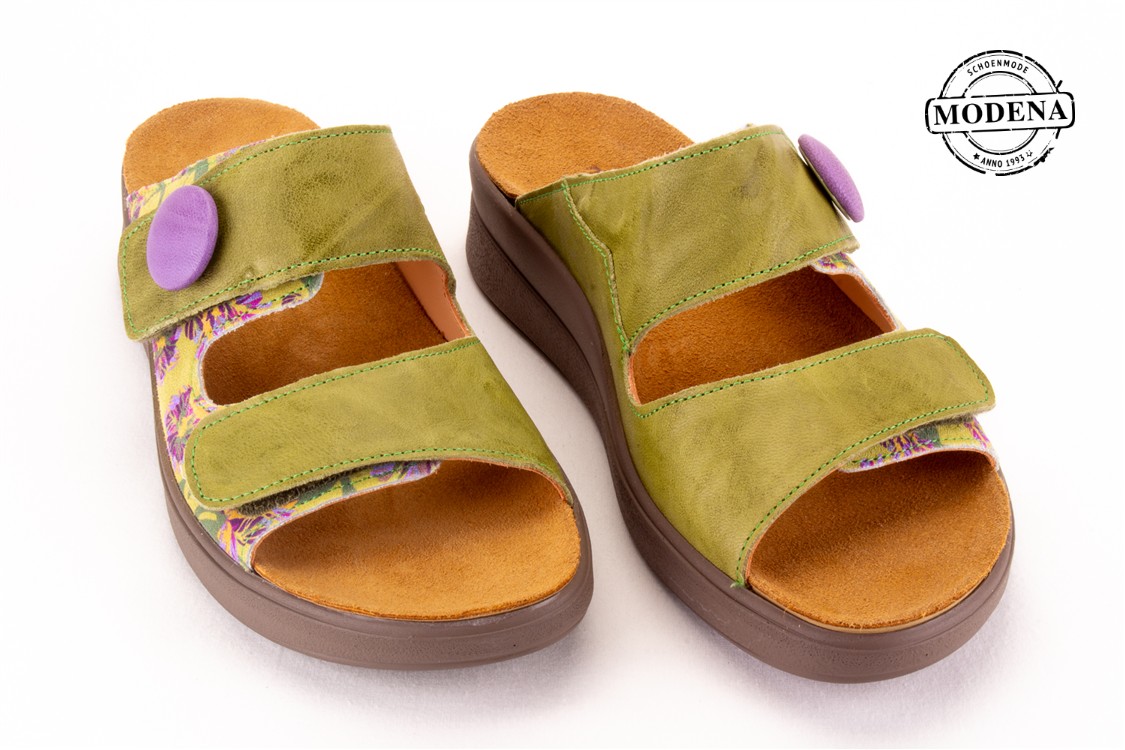 Modena schoenmode - sandaal 3 velcro - groen slipper