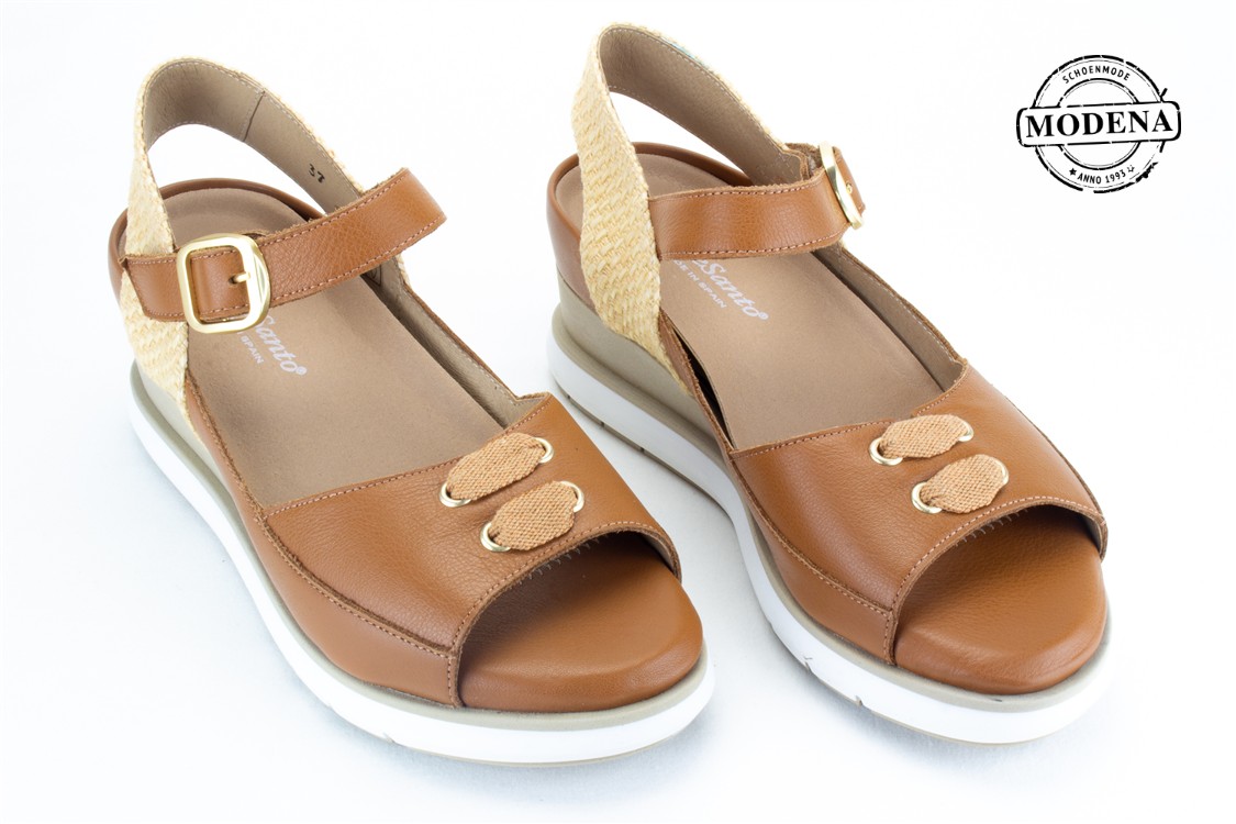 Modena schoenmode - sandaal - camel sandaal sleehak