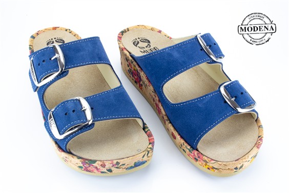 Detailpagina - Ander damesschoenen model: BLAUW SLIPPER BLOEM-KURKZOOL