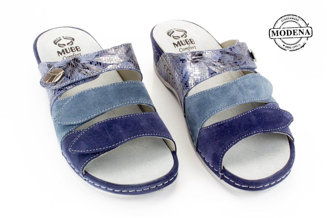 Modena schoenmode - slipper 3 velcro - blauw slipper