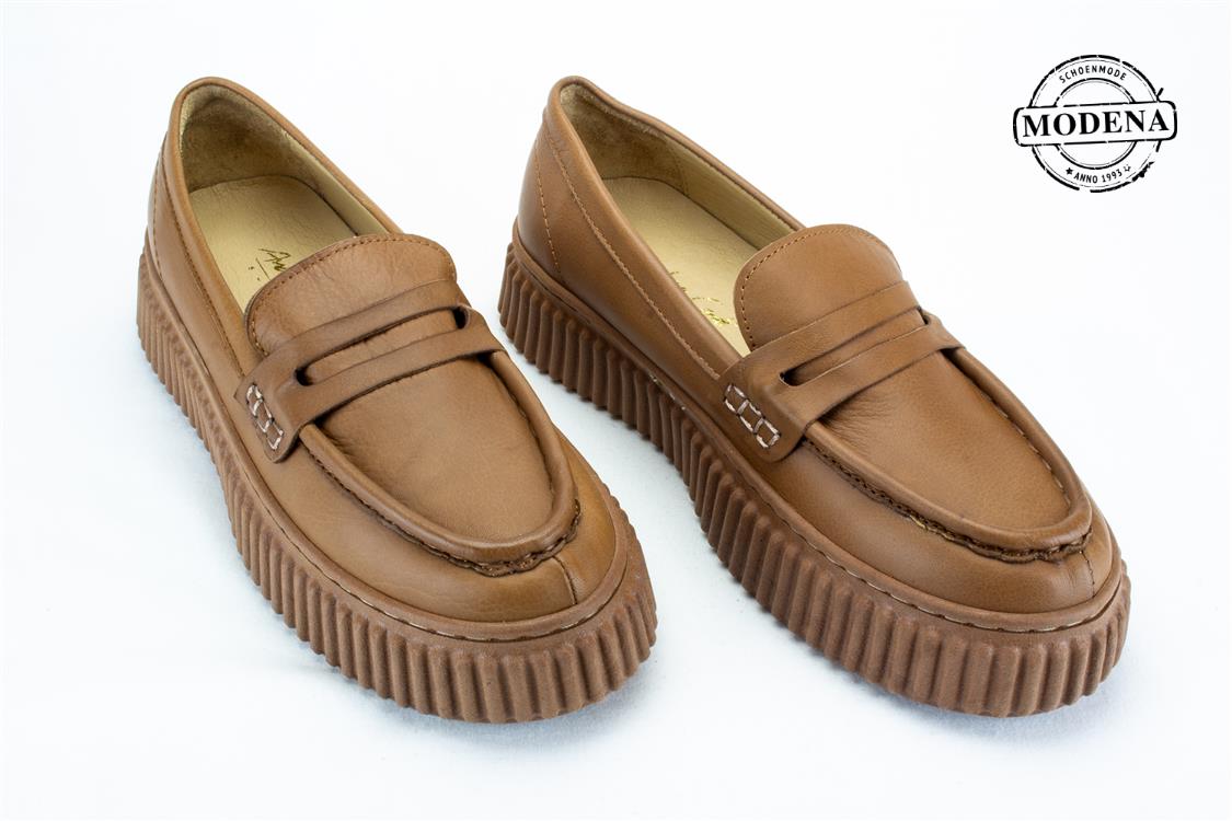 Modena schoenmode - plateauzool - camel moc dikke zool