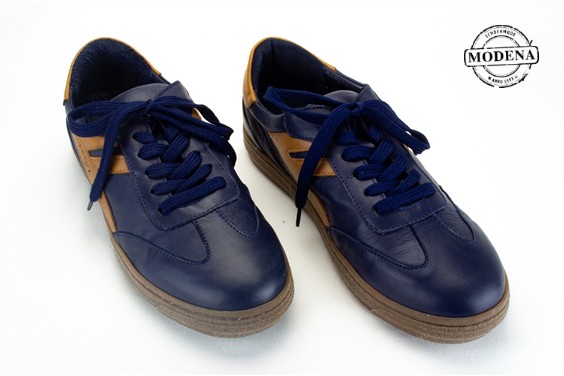 Detailpagina - Ander damesschoenen model: BLAUWE SNEAKER CAMEL STREEP