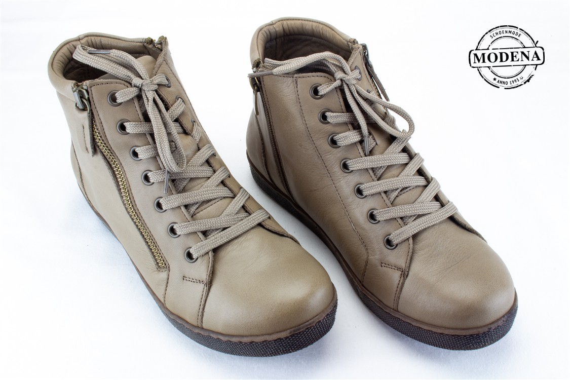 Modena schoenmode - hoge zij rits basket - d taupe hoge zij rits
