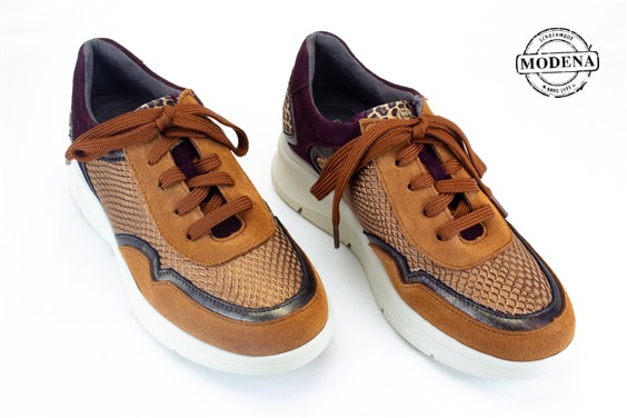 Detailpagina - Ander damesschoenen model: COGNAC - BORDO MIX SNEAKER