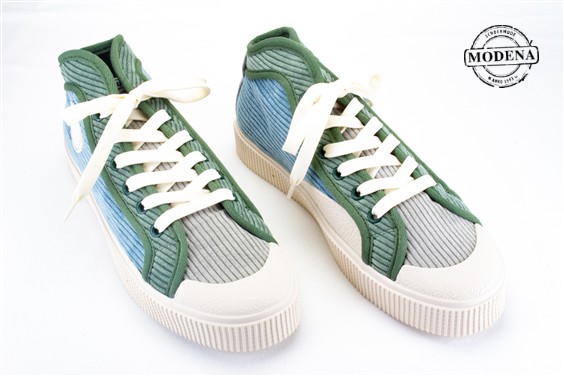 Detailpagina - Ander damesschoenen model: BLAUW -GROEN MIX HOGE SNEAKER