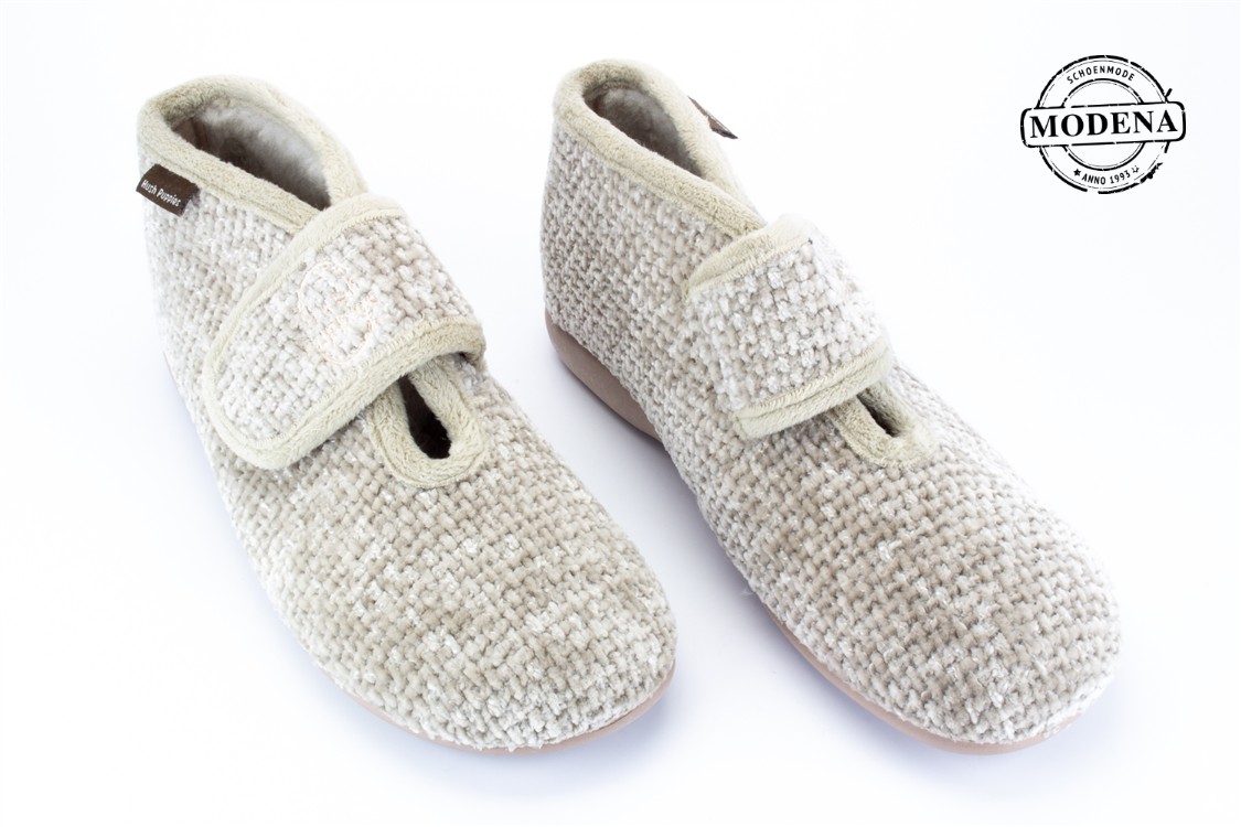 Modena schoenmode - hoog op - beige hoog op velcro
