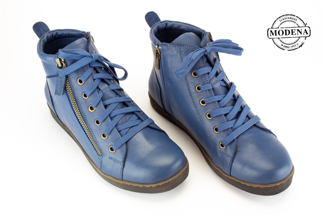Modena schoenmode - hoge zij rits basket - n jeans hoge zijrits