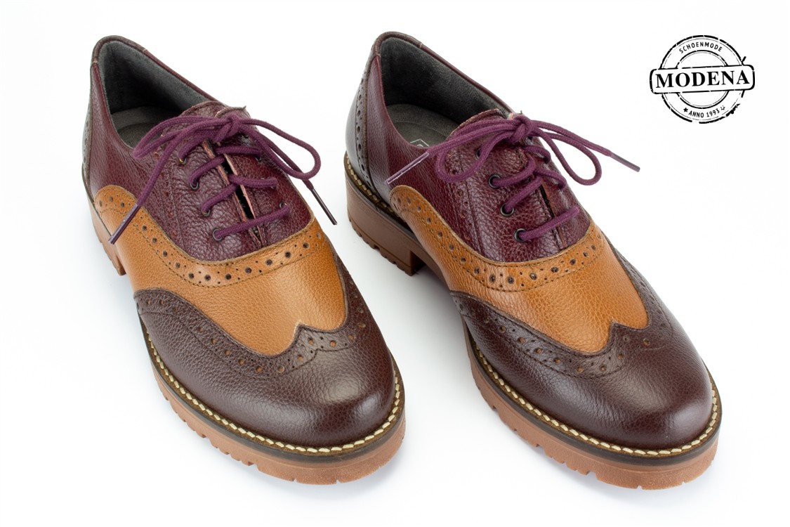 Modena schoenmode - broque plat - bruin mix broque plat