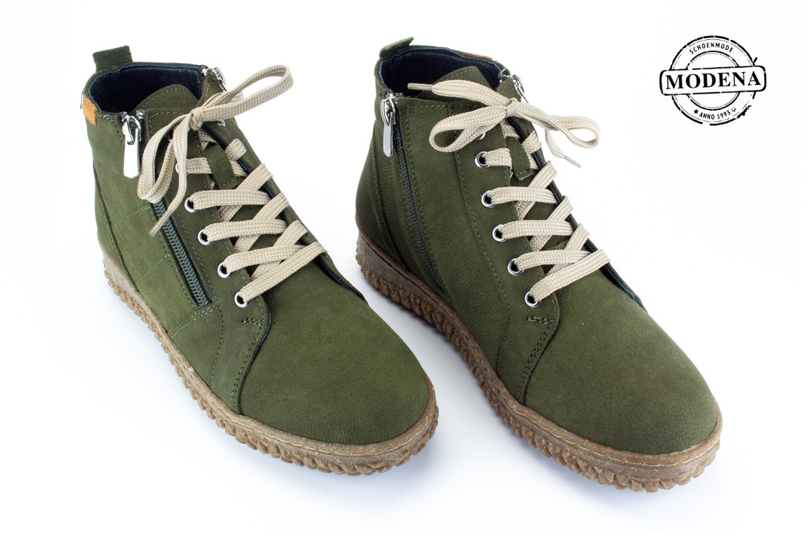 Modena schoenmode - stoere zool - kaki hoge stoere zool
